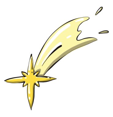 Büyük kayan yıldız, illüstrasyon, beyaz arkaplanda vektör.