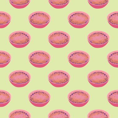 Kasede spagetti, açık yeşil arka planda pürüzsüz desen..