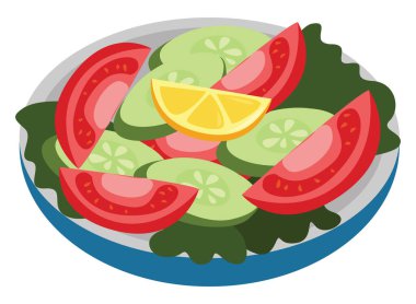 Yaz salatası, illüstrasyon, beyaz arkaplanda vektör.