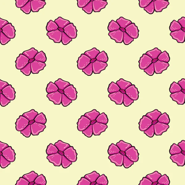 Minimal Pink Flower Seamless Pattern Beige Background — Stock Vector