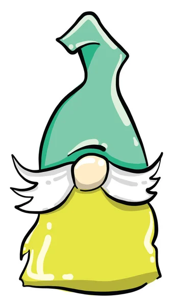 Gnome Avec Chapeau Vert Illustration Vecteur Sur Fond Blanc — Image vectorielle