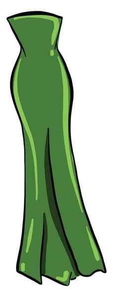 Зеленое красивое платье, иллюстрация, вектор на белом фоне