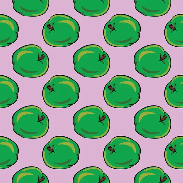 Petites Pommes Vertes Motif Sans Couture Sur Fond Violet — Image vectorielle