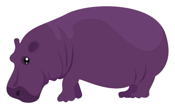 Hipopótamo Púrpura Ilustración Vector Sobre Fondo Blanco — Vector de stock