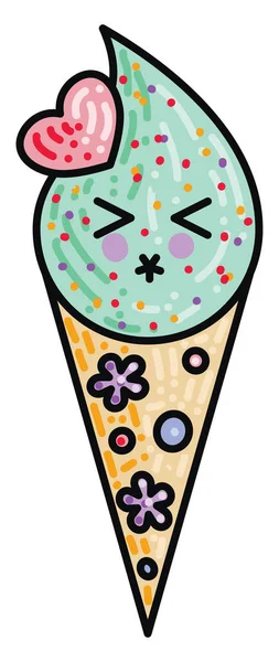 Sweet Ice Cream Illustration Vector White Background — Stock Vector