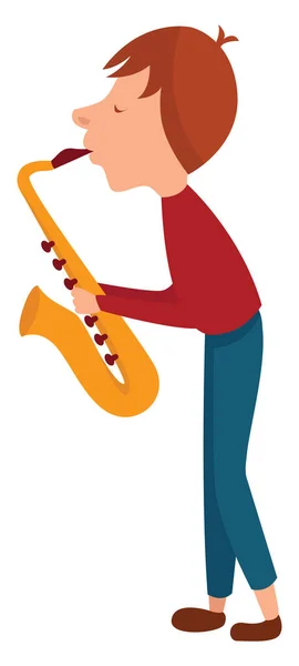 Hombre Tocando Jazz Ilustración Vector Sobre Fondo Blanco — Archivo Imágenes Vectoriales