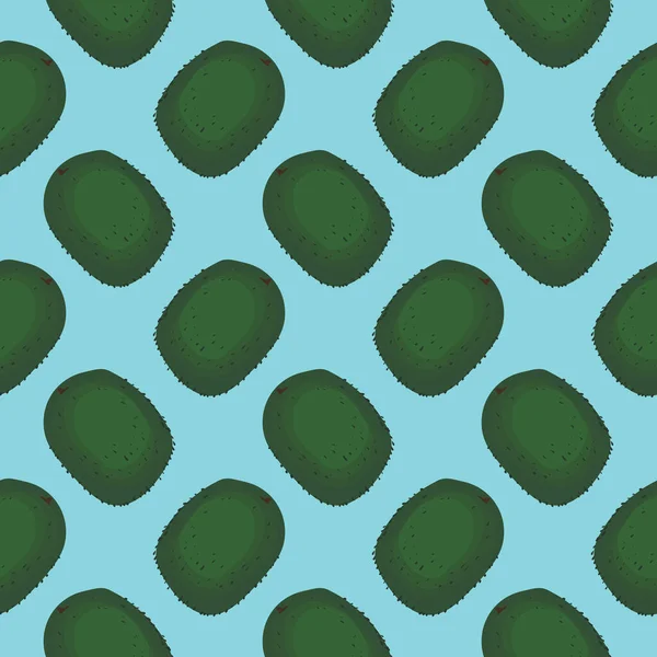 Grön Kiwi Frukt Sömlös Mönster Blå Bakgrund — Stock vektor