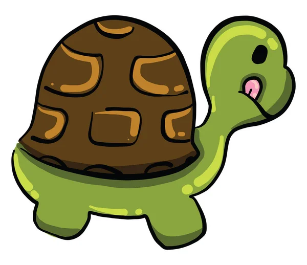 Little Turtle Illustration Vector White Background — Stock Vector