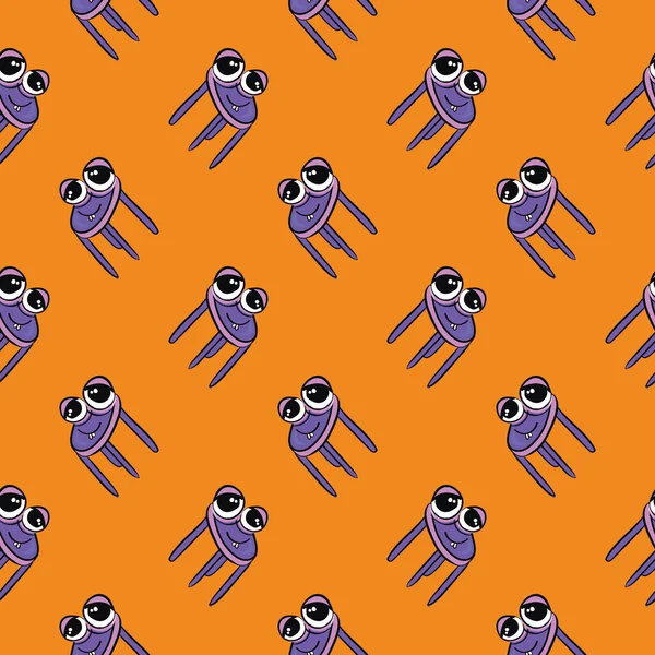 Sillas Púrpuras Patrón Sin Costuras Sobre Fondo Naranja — Vector de stock