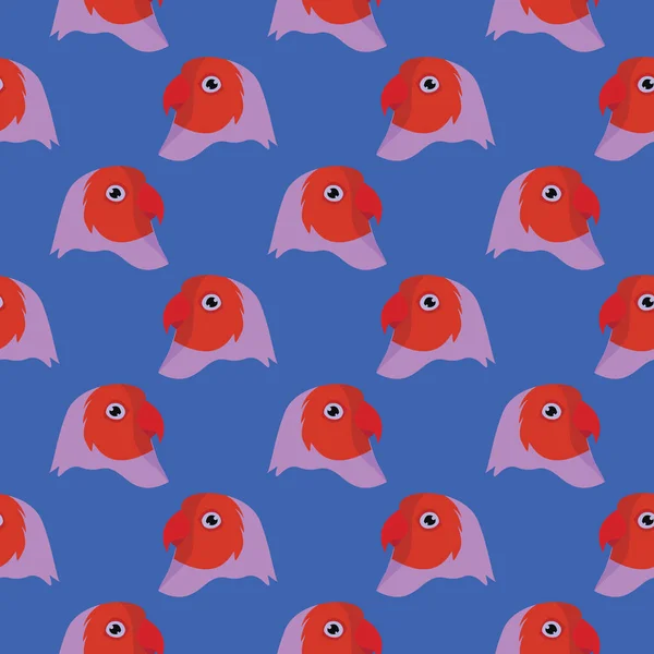 Roter Vogelkopf Nahtloses Muster Auf Dunkelblauem Hintergrund — Stockvektor