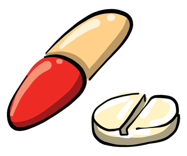 Obat Pil Ilustrasi Vektor Pada Latar Belakang Putih - Stok Vektor
