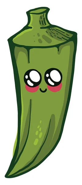 Lindo Okra Verde Ilustración Vector Sobre Fondo Blanco — Archivo Imágenes Vectoriales