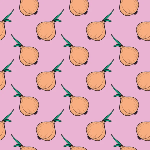 Narancs Kis Hagyma Zökkenőmentes Minta Rózsaszín Háttér — Stock Vector