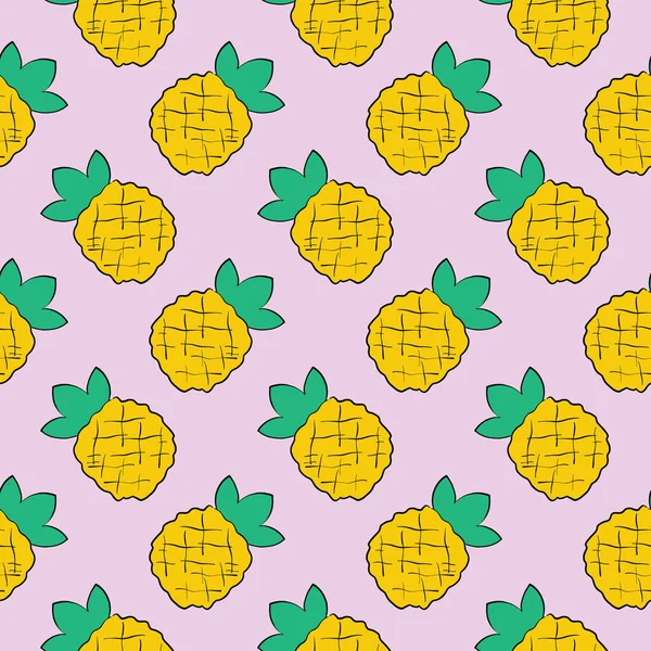 Žlutý Ananas Bezešvé Vzor Růžovém Pozadí — Stockový vektor