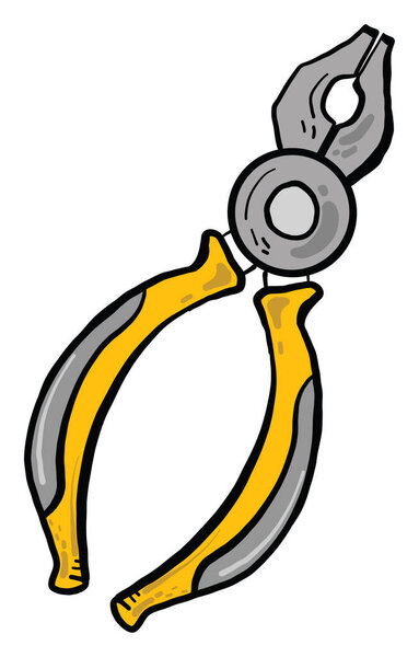 Yellow pliers, illustration, vector on white background