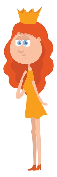 Girl Crown Red Hair Illustration Vector White Background — Stock Vector