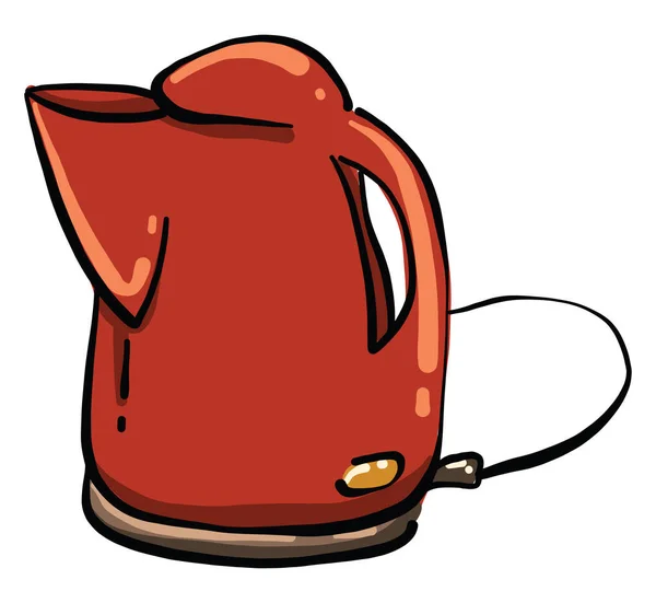 Small Red Electric Teapot Illustration Vector White Background — Stock Vector