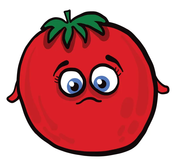 Tomate Con Ojos Azules Ilustración Vector Sobre Fondo Blanco — Vector de stock