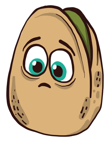 Pistacho Con Ojos Verdes Ilustración Vector Sobre Fondo Blanco — Vector de stock