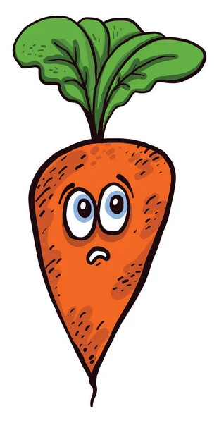 Zanahoria Naranja Con Ojos Azules Ilustración Vector Sobre Fondo Blanco — Vector de stock
