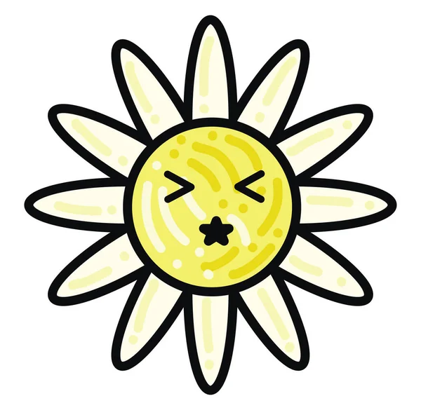 Cute Sunflower Illustration Vector White Background — Stock Vector