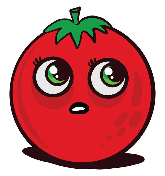 Tomate Con Ojos Verdes Ilustración Vector Sobre Fondo Blanco — Archivo Imágenes Vectoriales