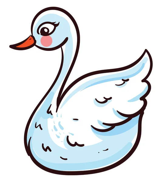 Cute White Swan Illustration Vector White Background — Stock Vector