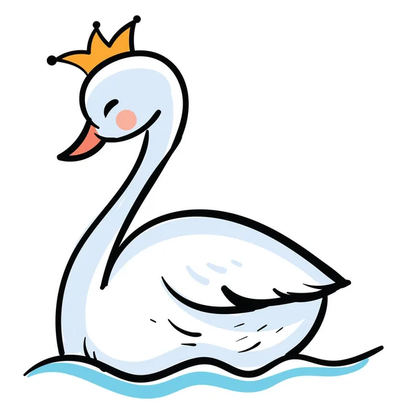 Swan Crown Illustration Vector White Background — Stock Vector