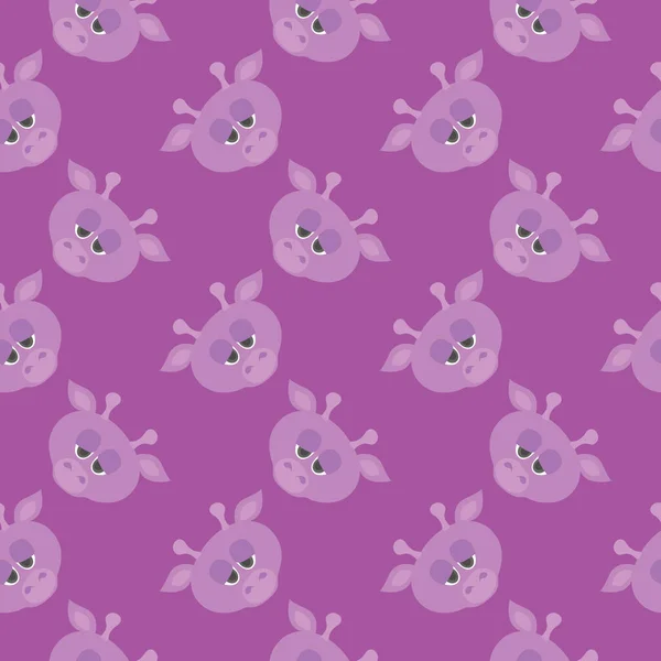 紫色のキリン 紫色の背景のシームレスなパターン — ストックベクタ