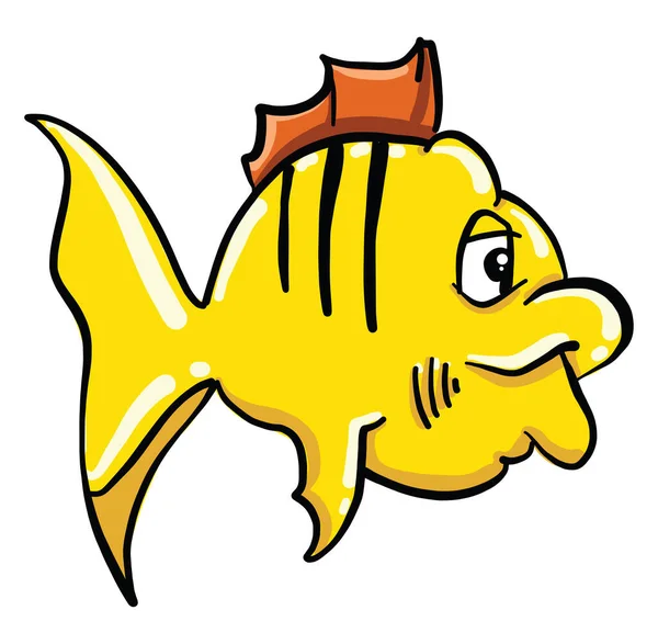 奇妙な黄色の魚 イラスト 白い背景のベクトル — ストックベクタ