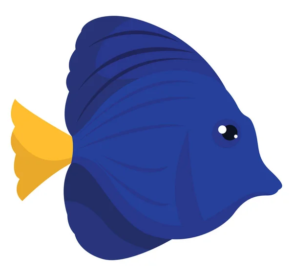 Μπλε Ψάρι Κίτρινη Ουρά Εικονογράφηση Διάνυσμα Λευκό Φόντο — Διανυσματικό Αρχείο