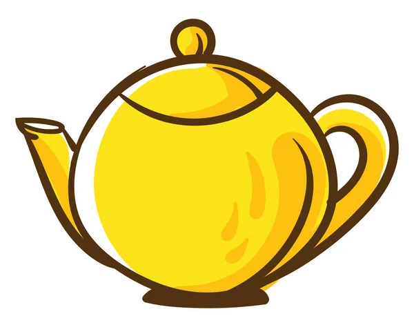 Runde Gelbe Teekanne Illustration Vektor Auf Weißem Hintergrund — Stockvektor
