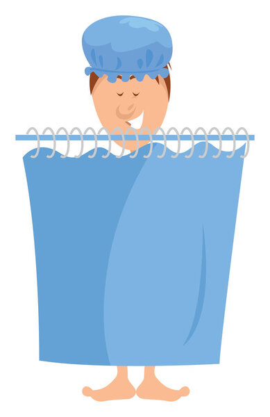 Taking a bath, illustration, vector on white background.
