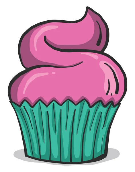 Rosa Cupcake Illustration Vektor Vit Bakgrund — Stock vektor