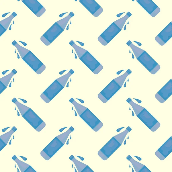 Blaue Flasche Nahtloses Muster Auf Weißem Hintergrund — Stockvektor