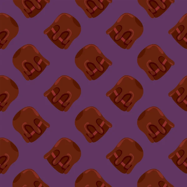 Schokoladenkuchen Nahtloses Muster Auf Dunkelviolettem Hintergrund — Stockvektor