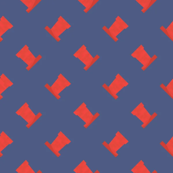 濃い青の背景に赤い煙突 シームレスなパターン — ストックベクタ
