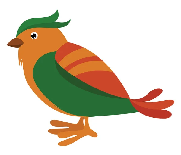Pájaro Marrón Verde Ilustración Vector Sobre Fondo Blanco — Vector de stock