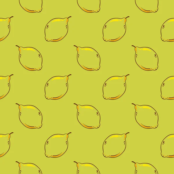 Piccoli Limoni Trasparenti Motivo Senza Cuciture Sfondo Giallo — Vettoriale Stock