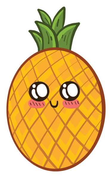 Carino Piccolo Ananas Illustrazione Vettore Sfondo Bianco — Vettoriale Stock