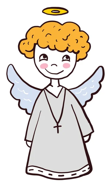 Little Angel Boy Illustration Vector White Background — Stock Vector