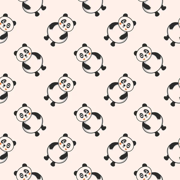 Bebé Panda Patrón Sin Costuras Sobre Fondo Rosa — Vector de stock