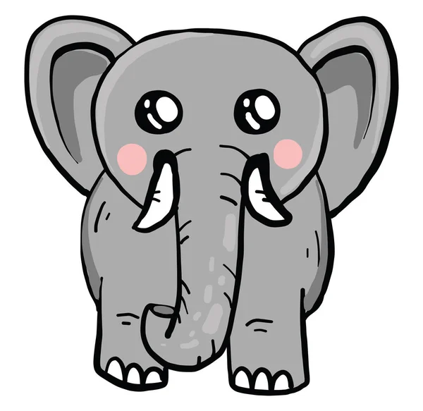 Elefante Lindo Ilustración Vector Sobre Fondo Blanco — Vector de stock