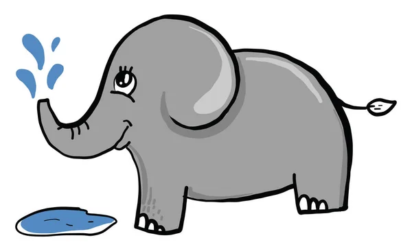 Éléphant Avec Eau Illustration Vecteur Sur Fond Blanc — Image vectorielle