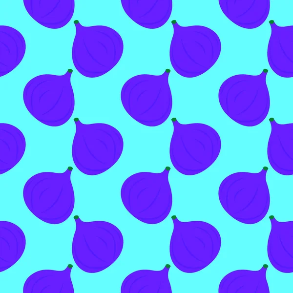 Figues Violettes Motif Sans Couture Sur Fond Bleu — Image vectorielle