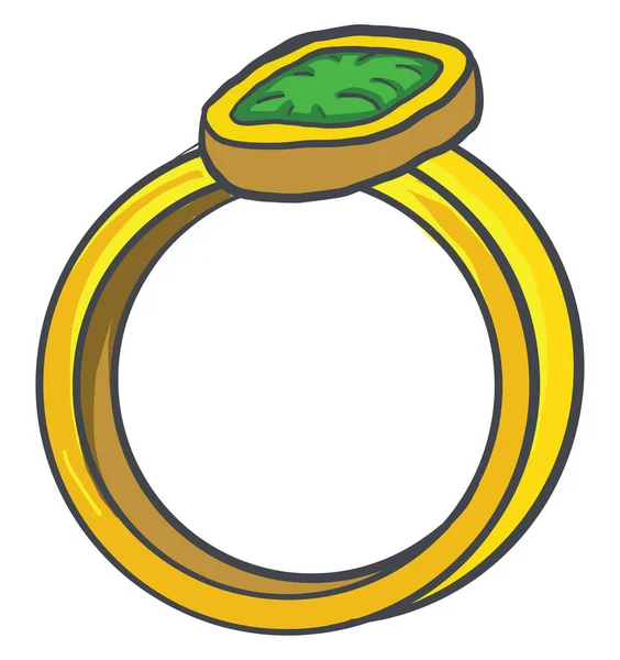 Ring Mit Grünem Stein Illustration Vektor Auf Weißem Hintergrund — Stockvektor