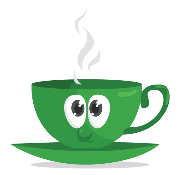 Зелена Чашка Чаю Ілюстрація Вектор Білому Тлі — стоковий вектор