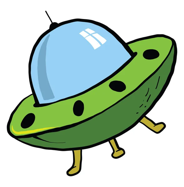 Groene Alien Ufo Illustratie Vector Witte Achtergrond — Stockvector