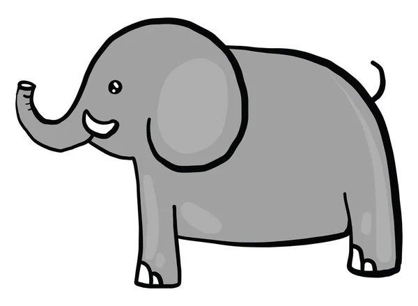 Piccolo Elefante Grigio Illustrazione Vettore Sfondo Bianco — Vettoriale Stock