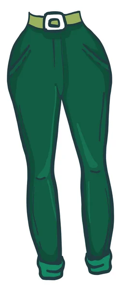 Yeşil Dar Pantolon Illüstrasyon Beyaz Arkaplanda Vektör — Stok Vektör